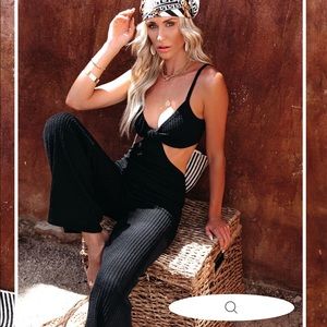 VICI NO PROMISES RIBBED KNIT CUTOUT JUMPSUIT